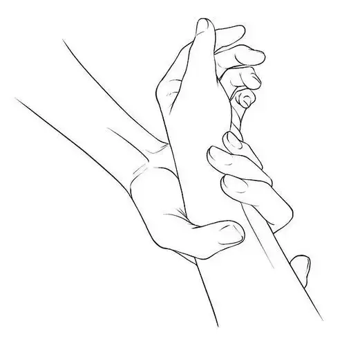 牵手的手势  #绘画参考##手部参考