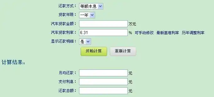 汽车贷款计算器 - 摩尔龙