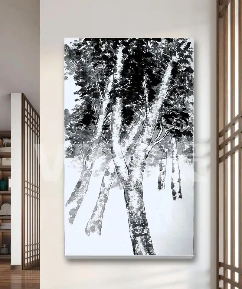 一直喜欢白杨树,试着画一幅,明天再调整吧!#国画 #写意国画 - 抖音