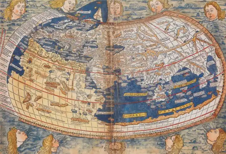 1482年在德意志乌尔姆出版的托勒密世界地图1900年英国产六分仪