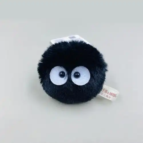 小黑黑炭黑球煤球灰尘精灵毛绒公仔可爱包包饰品小挂件拉绳钥匙扣
