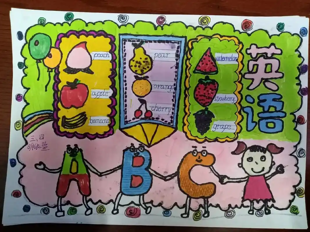 小学英语三年级下册第五单元手抄报水果my favourite - 抖音