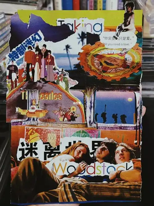 collage手工拼贴画迷幻风psychodelic杂志