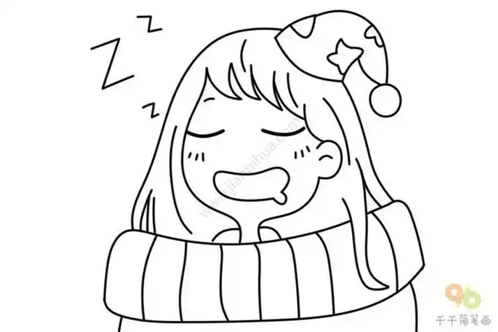 睡觉的小女孩怎么画简笔画