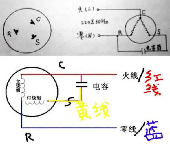 空调压缩机启动电容接线