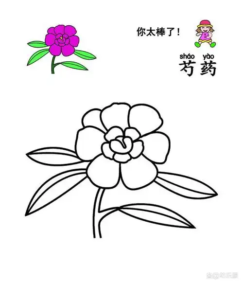 儿童蔬菜花卉涂色画