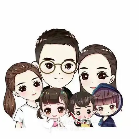 口卡通幸福六口之家矢量素材头像|一家六口一家人没有拍过全家福可爱