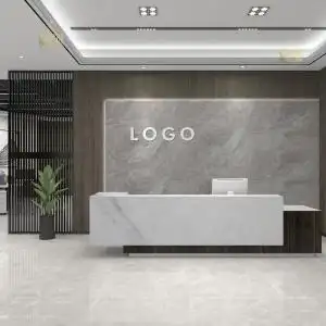 大理石公司前台背景墙壁纸logo定制墙纸客厅办公室高级形象墙壁布