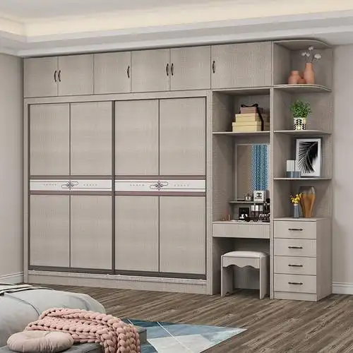 多层板衣柜推拉门现代简约大小户型卧室大衣橱家用柜子衣帽间组合柜