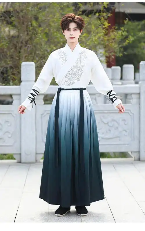 春季新款汉服男中国风仙气飘逸公子古装武侠剑客书生表演团服套装