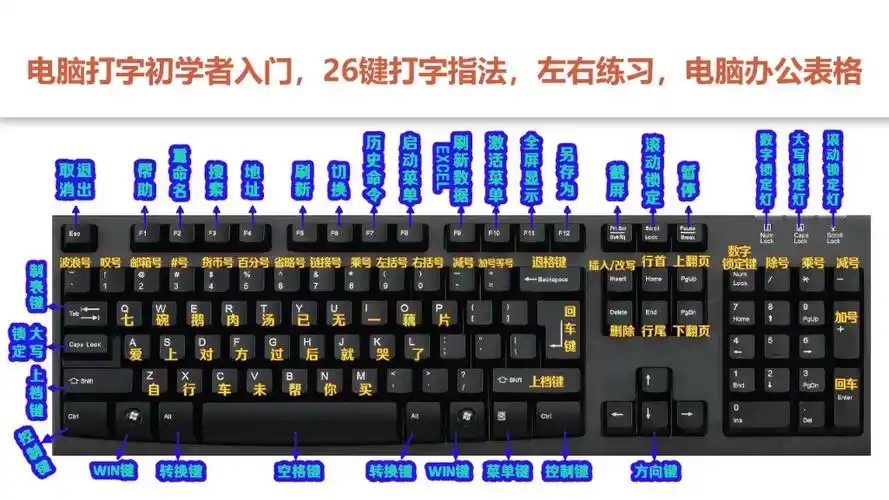 零基础学会26键打字指法,认识键盘功能键,电脑培训