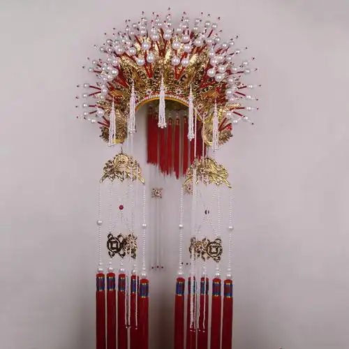 凤冠五凤头黄记戏剧戏曲京剧头饰高档贴金加钻民族服装