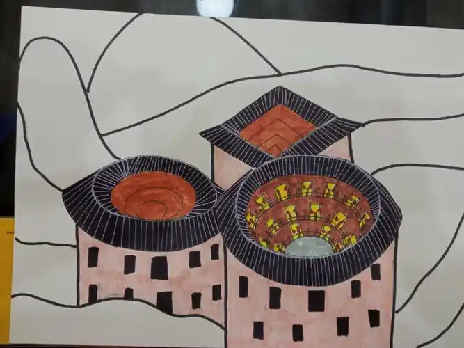 有ppt哦,可以私信我哦96#创意美术儿童画  #线描 #福建土楼