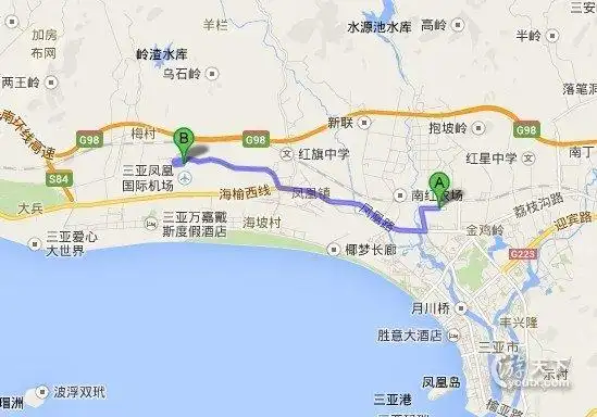 从三亚火车站到凤凰机场多远打的多少钱