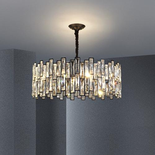 轻奢风客厅灯后现代水晶吊灯简约大气餐厅卧室美式灯具2023年新款