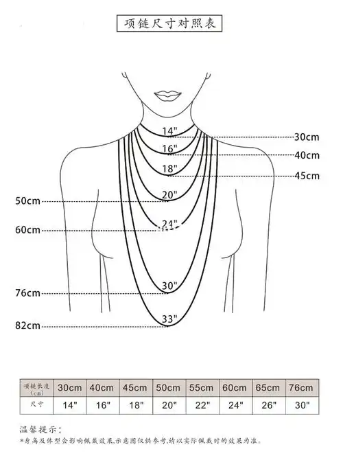 项链长度对照表_项链_穿搭_长项链_毛衣链_高领_项链长度_时尚_配饰