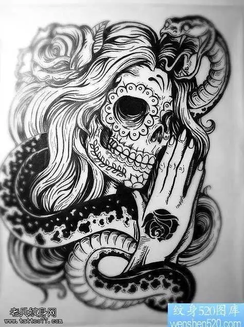 骷髅蛇纹身