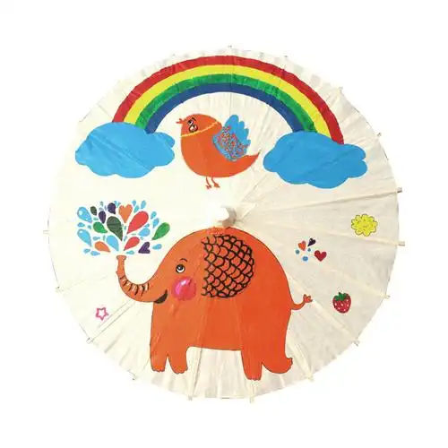 纸伞手工油纸diy材料绘画雨伞画画手绘幼儿园白模填色