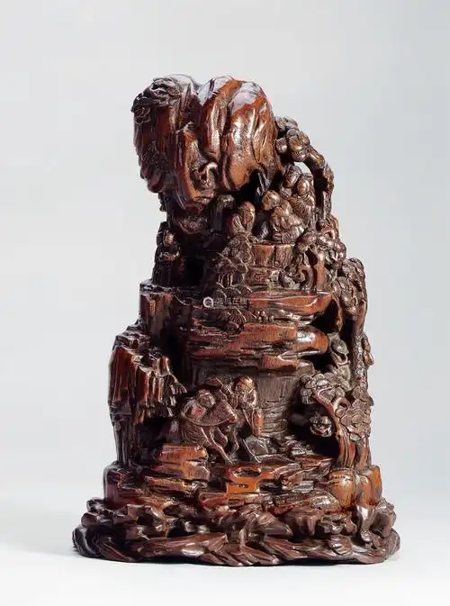 明天启61沈大生制竹雕东山捷报图山子