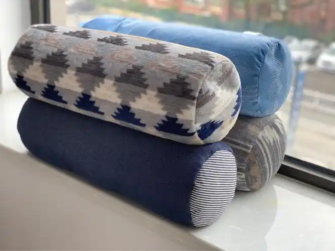 出口日本nitori圆柱形抱枕 暖绒冷感牛仔布抱枕