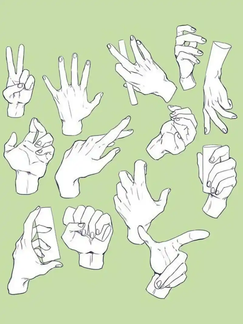 常见的手部动作绘画素材参考,还不练起来! 素材来自网上