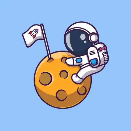 可爱卡通宇航员月球矢量素材