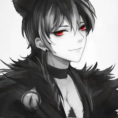 红瞳黑白动漫男生头像念七