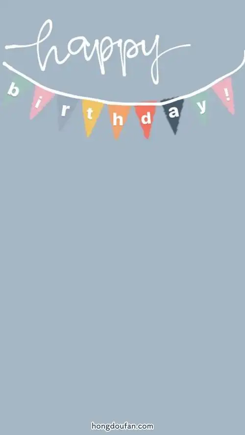 happybirthday彩旗浅蓝色空白背景图片