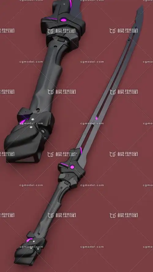 黑色炫酷风格的次时代游戏长刀模型_zjj201314作品_武器冷兵器_cg模型