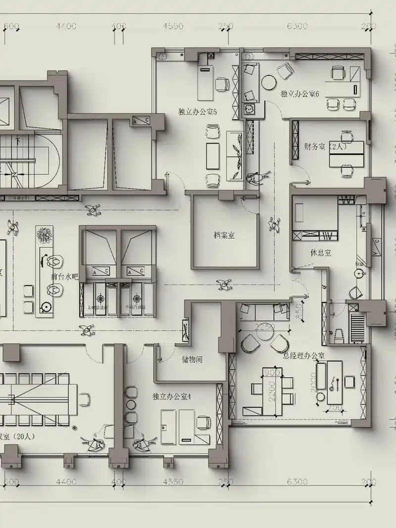 500平建筑办公室平面设计方案#平面图布局设计 #工装设计
