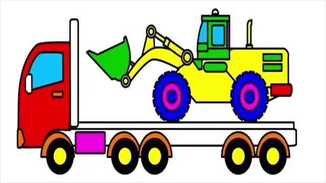 亲子涂色画:教宝宝画超大挖土机