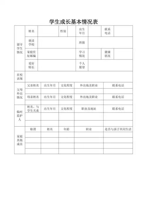 学生成长档案情况表