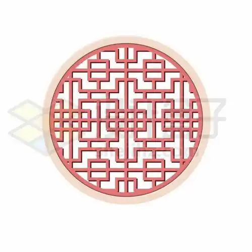 中国风圆形回字形窗格装饰图案1955911矢量图片免抠素材 - 设计盒子