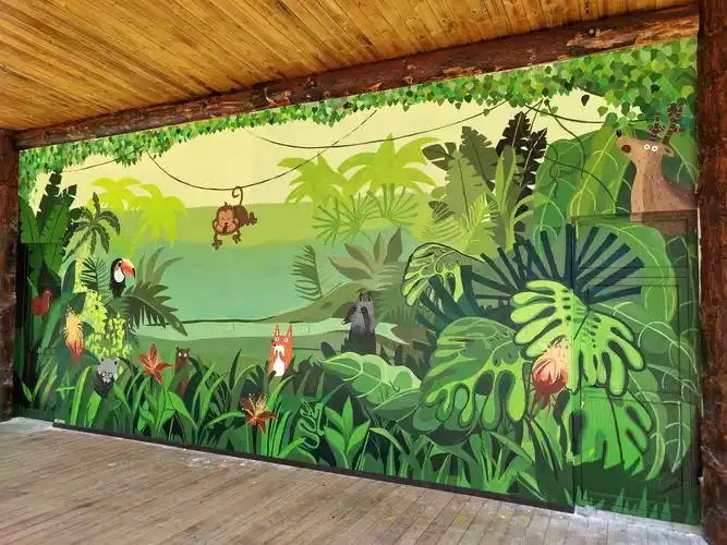 森林剧场主题舞台手绘墙