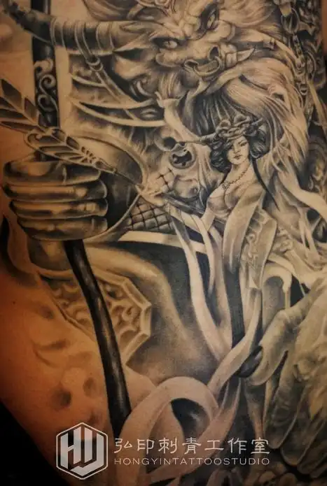 福州弘印刺青 满背牛魔王纹身 恢复好效果