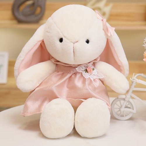 小兔子玩偶毛绒玩具可爱公仔布娃娃送女友节日礼品 萌萌兔-白兔粉