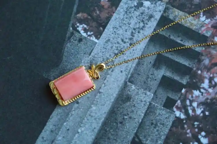 珊瑚项链18k金镶嵌momo珊瑚粉色少女心