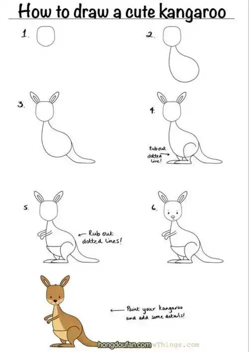 可爱的袋鼠儿童简笔画