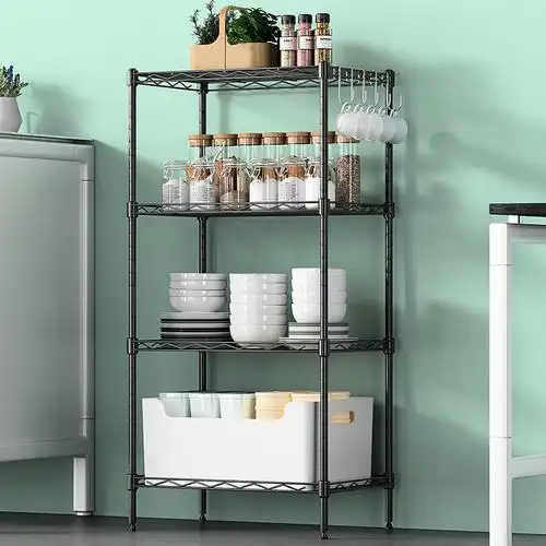 金属厨房收纳架置物架卧室多层储物架4层落地蔬菜架子调料用品