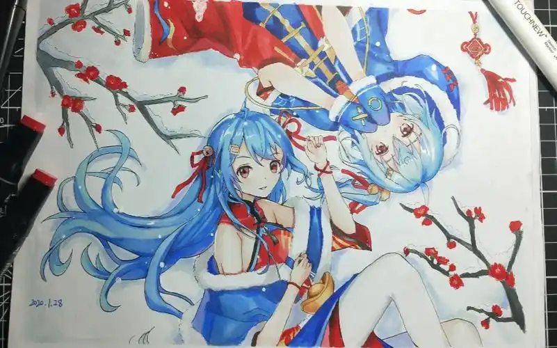 【马克笔手绘】画个2233娘,看完这个视频你就浪费了四分钟