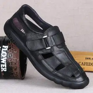 皮凉鞋男真皮软底夏季透气包头男士洞洞鞋休闲头层牛皮镂空凉皮鞋