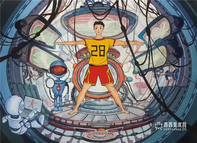 一等奖中学生获奖科幻画《运动员康复机》