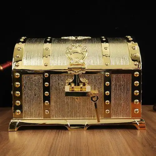 复古大号金属首饰盒金色收纳百宝箱现货摄影节目道具结婚礼物-阿里巴