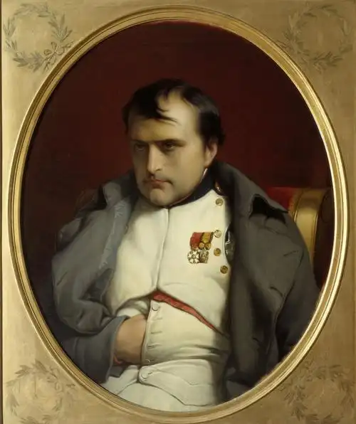 《拿破仑在枫丹白露》布面油画  保罗-德拉罗什  110x95cm