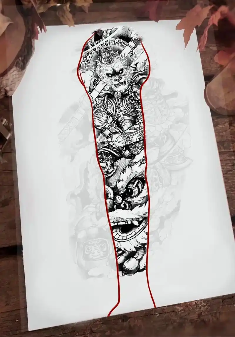 tattoo #纹身手稿设计 #花臂 #齐天大圣纹身 #醒 - 抖音