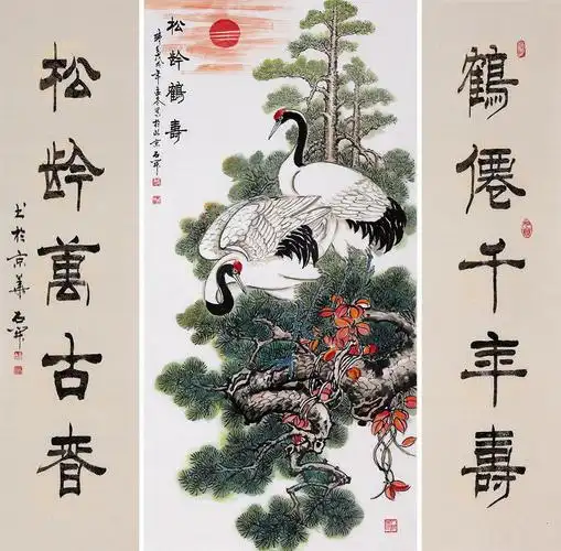 为老人祝寿送什么字画好 国画松鹤添福寿__凤凰网