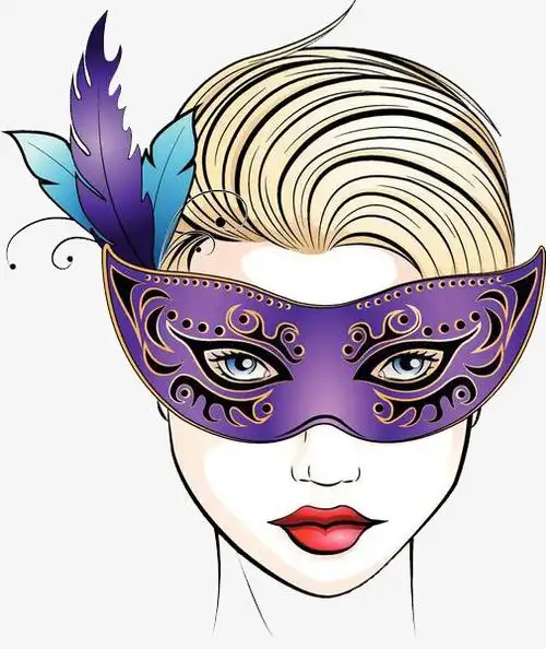 手绘戴面具的美女