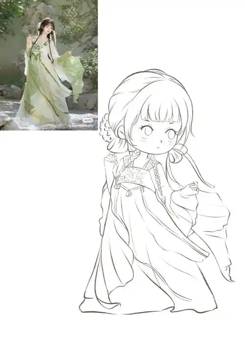 摸一个漂亮小姐姐的古风线稿