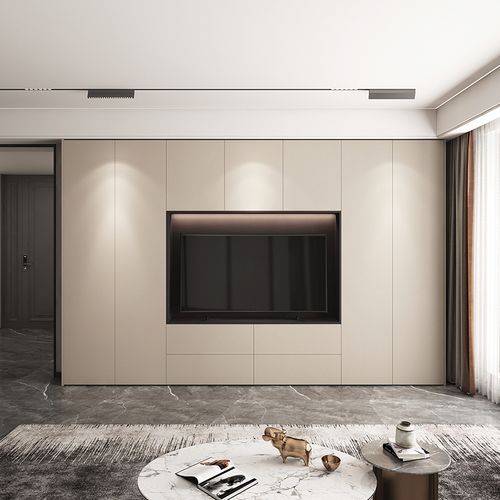 定做背景墙柜满墙电视柜书柜一体组合客厅整体现代简约储物多功能