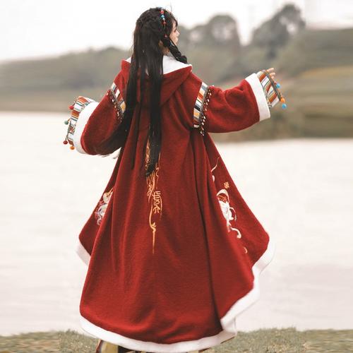 素冬款若兮加绒厚斗篷披风异域少女藏风汉元裳云兮国风汉服女